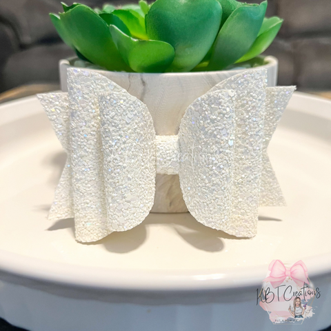 White Glitter Brae Bow