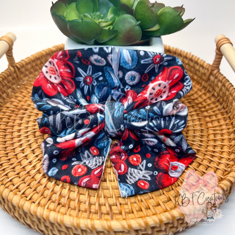 American Floral Messy Bow