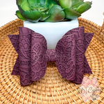 Burgundy Embossed Brae Bow