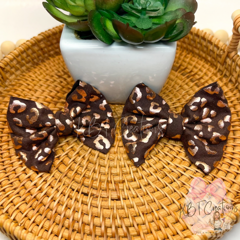 Brown Foil Cheetah Piggies on Clips