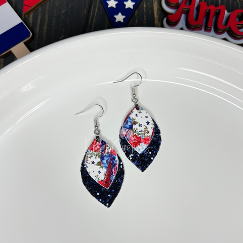 Navy Patriotic Brushstroke Earrings